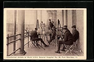 Bild des Verkufers fr Ansichtskarte Fort Sheridan, Commercial Artist at Work USA General Hospital No. 28, amerikanische Maler zum Verkauf von Bartko-Reher