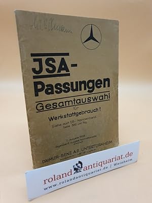 JSA-Passungen. Gesamtauswahl für Werkstattgebrauch! Daimler-Benz AG Untertürkheim, Normen-Abteilung.