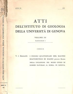 Seller image for Atti dell'Istituto di Geologia della Universit di Genova. Volume III. Fascicolo I for sale by Biblioteca di Babele