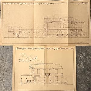 Stampa di due disegni del progetto architettonico della Palazzina Comm. Ghiron Torino 1985