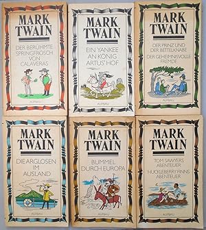 Bild des Verkufers fr Schnes Konvolut 6 Titel Mark Twain: Der berhmte Springfrosch von Calaveras./Ein Yankee an Knig Artus' Hof./Der Prinz und der Bettelknabe./Die Arglosen im Ausland./Bummel durch Europa./Tom Sawyers Abenteuer. Huckleberry Finns Abenteuer. zum Verkauf von Andreas Schller