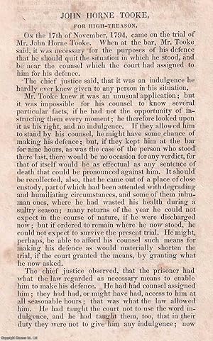 Seller image for The Trial of John Horne Tooke, for High Treason, 1794: TOGETHER WITH The Trial of Mr John Thelwall, for High Treason. Disbound from Celebrated Trials, and Remarkable Cases of Criminal Jurisprudence. Published by Knight and Lacey 1825. for sale by Cosmo Books