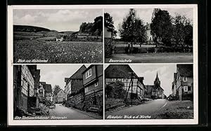 Ansichtskarte Landau i. Waldeck, Bauernschule, Alte Fachwerkhäuser Hinterstrasse