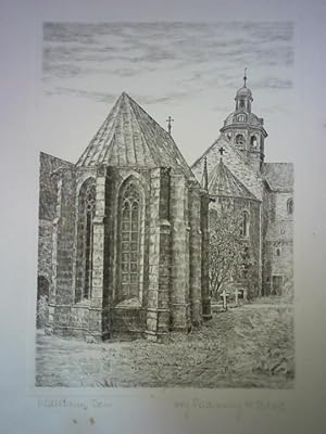Bild des Verkufers fr Hildesheim, Dom - Original Radierung zum Verkauf von Celler Versandantiquariat