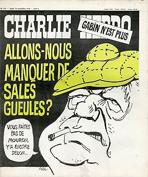 "CHARLIE HEBDO N°314 du 18/11/1976" CABU : GABIN N'EST PLUS