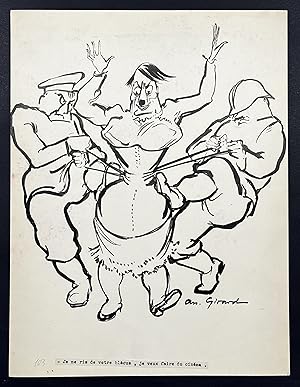 Seller image for Je me ris de votre blocus, je veux faire du cinema" - Adolf Hitler is laced by foreign soldiers / caricature Karikatur / Nationalsozialismus / Third Reich Drittes Reich / Nazismus Nazism Nazisme / drawing dessin Zeichnung for sale by Antiquariat Steffen Vlkel GmbH