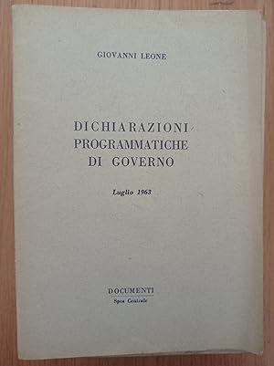 Dichiarazioni programmatiche di governo - Luglio 1963