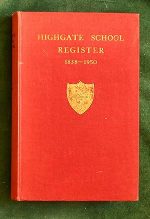 Imagen del vendedor de Highgate School Register, 1838-1950 a la venta por Chesil Books