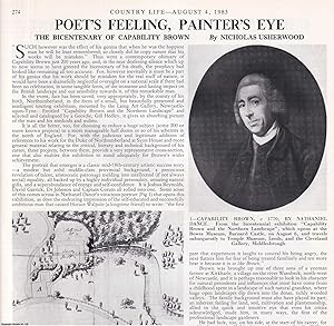 Image du vendeur pour The Bicentenary of Capability Brown: Poet's Feeling, Painter's Eye. Several pictures and accompanying text, removed from an original issue of Country Life Magazine, 1983. mis en vente par Cosmo Books