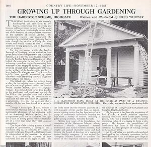 Imagen del vendedor de The Harington Scheme, Highgate, London: Horticultural Training Scheme for Children with Disabilities. Several pictures and accompanying text, removed from an original issue of Country Life Magazine, 1981. a la venta por Cosmo Books