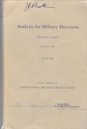 Seller image for Analysis for Military Decisions for sale by BASEMENT BOOKS