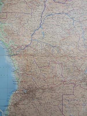 Congo & Angola West Africa Leopoldville 1955 Bartholomew map