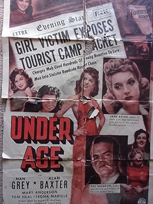 Imagen del vendedor de Massive 1941 UNDER AGE Barn Find Movie Poster One Sheet movie poster a la venta por Antique Books International