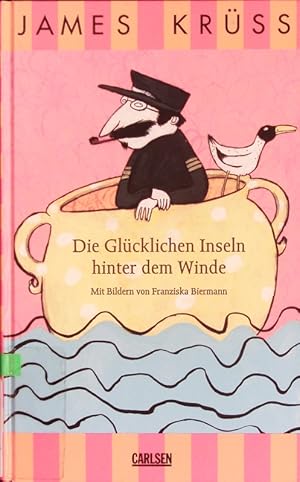 Bild des Verkufers fr Die glcklichen Inseln hinter dem Winde. Die wunderbare Reise des Kapitns Daworin Madirankowitsch und seiner Passagiere zur Honiginsel, zur Friedensinsel, zur Spielinsel, zur Insel der Trme, zur Insel, wo die Geigen wachsen, zur Pinselinsel, zur Napfkucheninsel und zur Insel der schnen Wahrheit , erzhlt von ihm selbst, aufgeschrieben fr alle, die glcklich sind oder es werden wollen. zum Verkauf von Antiquariat Bookfarm