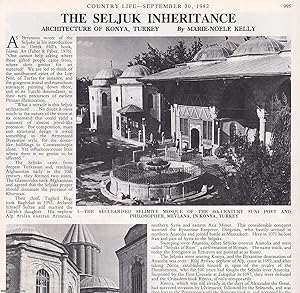 Seller image for Architecture of Konya, Turkey: The Seljuk Inheritance. Several pictures and accompanying text, removed from an original issue of Country Life Magazine, 1982. for sale by Cosmo Books