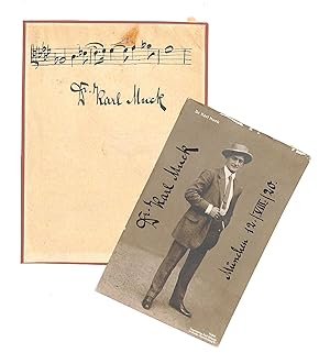 Immagine del venditore per Eigenh. musikalisches Albumblatt mit U. sowie Portrtpostkarte (Emil Schwalb, Berlin) mit eigenh. Datierung und U. auf der Bildseite. venduto da Eberhard Kstler Autographen&Bcher oHG