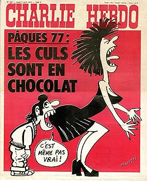 "CHARLIE HEBDO N°334 du 7/4/1977" WOLINSKI : PÂQUES 77 LES CULS SONT EN CHOCOLAT