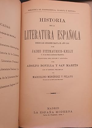 Seller image for HISTORIA DE LA LITERATURA ESPAOLA. DESDE LOS ORIGENES HASTA EL AO 1900. for sale by Libreria Lopez de Araujo