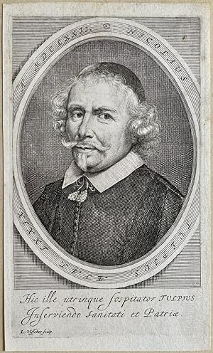 Original print, ca 1674 I Portret van Nicolaes Tulp, dokter en burgemeester der stad Amsterdam, d...