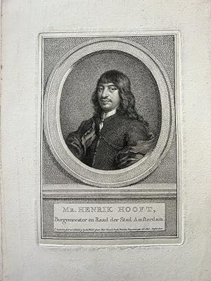 Original print, 1796 I Portret van Henrik (Hendrik) Hooft door Jacob Houbraken.