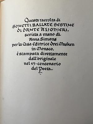 Poetry Dante 1921 | Bibliotheca manu scripta, Dante Alighieri, Sonetti Ballate, Sestine, scritta ...