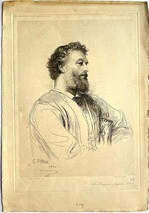 Seller image for Original print, lithography 19th century I Portret van Sir Frederick Leighton, P.R.A. door P. Rajon naar G.F. Watts, published 19th century, 1 p. for sale by Antiquariaat Arine van der Steur / ILAB