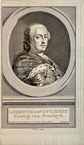 Original print, ca 1766 I Portret van Lodewijk de vijftiende, koning van Frankrijk (1710-1774) do...