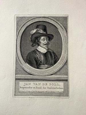 Antique print, engraving | Portret van Amsterdamse burgemeester Jan van de Poll door Houbraken, p...