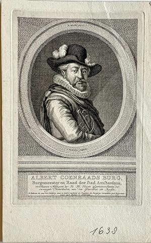 Original print, 1759 I Portret van de Amsterdamse burgemeester Albert Coenraads Burg (Burgh), 159...