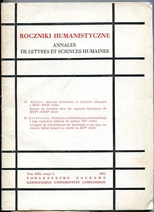 Bild des Verkufers fr Roczniki Humanistyczne = Annales de Lettres et Sciences Humaines; Tom XIII, zeszyt 2, 1965 [Vol. 13, No. 2] zum Verkauf von Antikvariat Valentinska