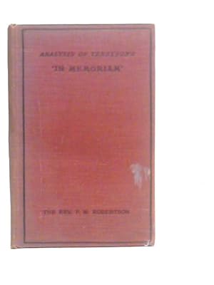 Seller image for Analysis of Mr.Tennyson's "In Memoriam" for sale by World of Rare Books