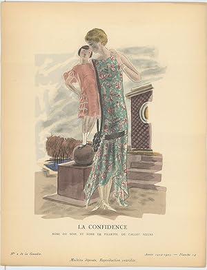 La Confidence. Robe du soir, et robe de fillette, de Callot Soeurs (pl. 14, La Gazette du Bon ton...