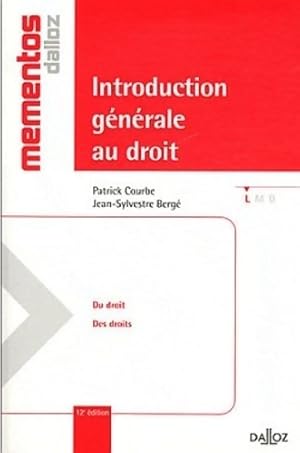 Introduction g n rale au droit - 12e  d. : M mentos - Jean-sylvestre Berg 