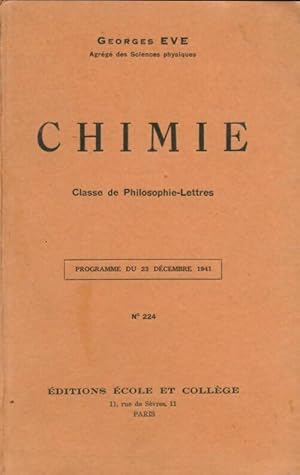 Chimie classe de philosophie-lettres - Georges Eve