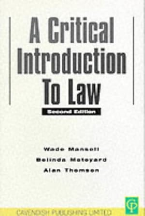 Imagen del vendedor de Critical Introduction to Law a la venta por WeBuyBooks