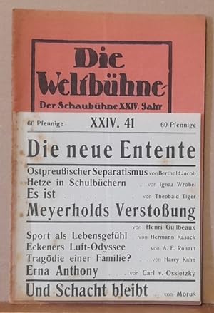 Immagine del venditore per Die Weltbhne XXIV. Jahrgang 9. Oktober 1928 Nr. 41 (Der Schaubhne XXV. Jahr. Wochenschrift fr Politik-Kunst-Wirtschaft) venduto da ANTIQUARIAT H. EPPLER