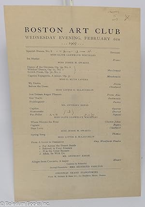 Boston Art Club. Wednesday evening, February 6th, 1907