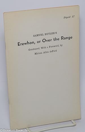 Seller image for Samuel Butler's Erewhon, or Over the Range for sale by Bolerium Books Inc.