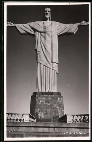 Photo unbekannter Fotograf, Ansicht Rio de Janeiro, Statue Cristo Redentor