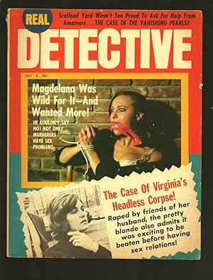 Real Detective 7/1970-Bound & gagged woman cover photo-Scotland Yard-Virginia's Headless Corpse-VG