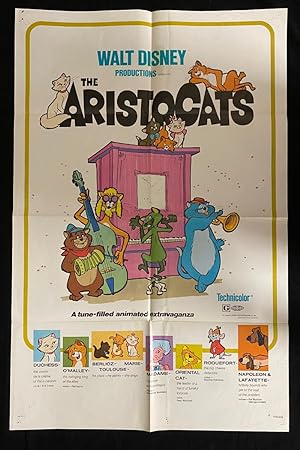 Walt Disney Aristocats Original One Sheet Movie Poster- 1980 rerelease