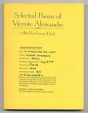 Seller image for A Longing for the Light: Selected Poems of Vicente Aleixandre for sale by Between the Covers-Rare Books, Inc. ABAA