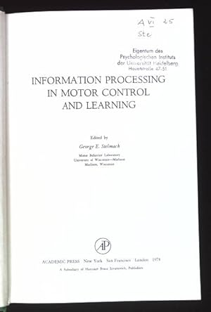 Seller image for Information Processing in Motor Control and Learning. for sale by books4less (Versandantiquariat Petra Gros GmbH & Co. KG)
