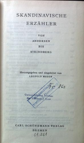 Seller image for Skandinavische Erzhler von Andersen bis Strindberg. for sale by books4less (Versandantiquariat Petra Gros GmbH & Co. KG)