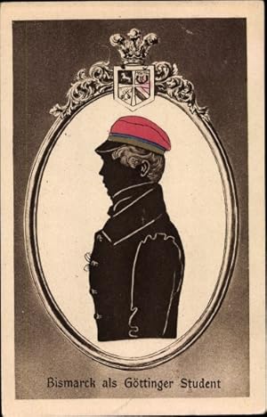 Scherenschnitt Studentika Ansichtskarte / Postkarte Bismarck als Göttinger Student