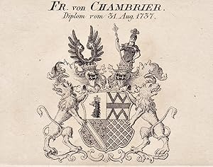 Imagen del vendedor de Fr. von Chambrier (1737)" - Wappen coat of arms a la venta por Antiquariat Steffen Vlkel GmbH