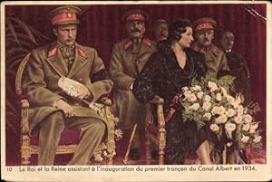 Bild des Verkäufers für Ansichtskarte / Postkarte König Leopold III. von Belgien, Königin Astrid, Einweihung des Albertkanals 1934 zum Verkauf von akpool GmbH