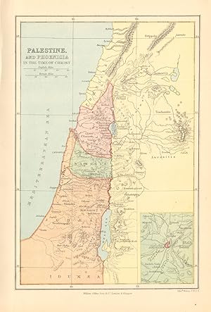 Palestine, and Phoenicia in the time of Christ; Inset map of Jerusalem