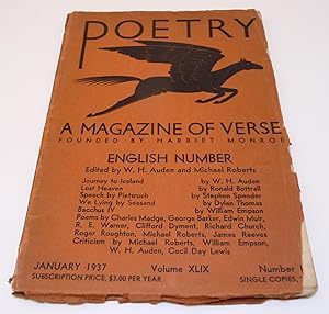 Image du vendeur pour Poetry: A Magazine of Verse vol. XLIX (49) no. IV (4) (January 1937): English Number mis en vente par Test Centre Books