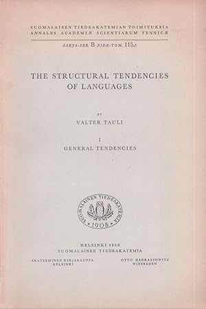 Seller image for The Structural Tendencies of languages : 1 General tendencies for sale by Moraine Books